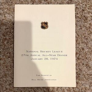 original invitation to the 27th Annual NHL All-Star Dinner on January 28, 1974